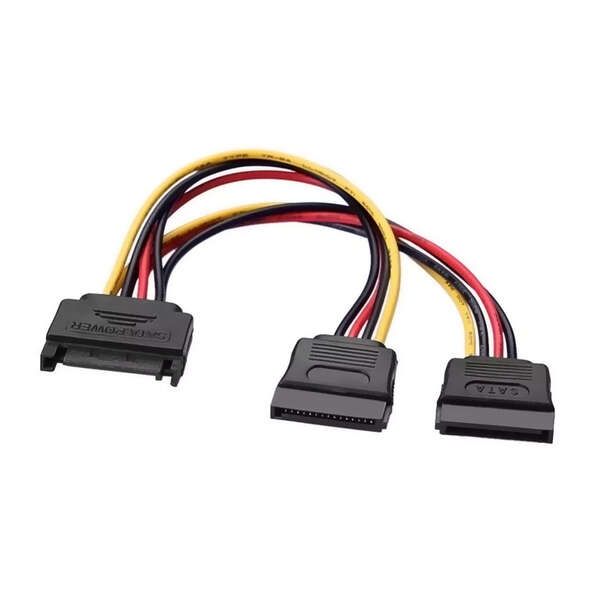 172866_1 Aisens Cable SATA Alimentacion - SATA/M-2xSATA/H - 20cm - Color Negro - Imagen 1