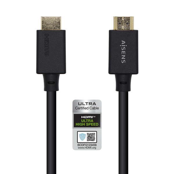 173211_1 Aisens Cable HDMI V2.1 Certificado Ultra Alta Velocidad 8K@60Hz 48Gbps - A/M-A/M - 3.0m - Color Negro - Imagen 1