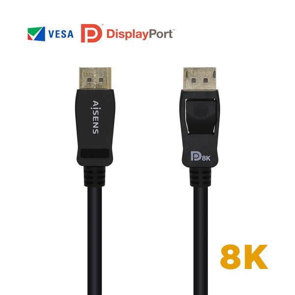 173241_1 Aisens Cable Displayport Certificado V1.4 8K@60hz - DP/M-DP/M - 0.5m - Color Negro - Imagen 1