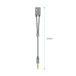 Aisens Cable Adaptador Audio JACK 3.5 4 Pines/M-2xJACK 3.5 3 Pines/H - 25cm - Color Gris - Imagen 2