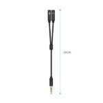 Aisens Cable Adaptador Audio JACK 3.5 4 Pines/M-2xJACK 3.5 3 Pines/H - 25cm - Color Negro - Imagen 2