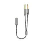 Aisens Cable Adaptador Audio JACK 3.5 4 Pines/H-2xJACK 3.5 3 Pines/M - 25cm - Color Gris