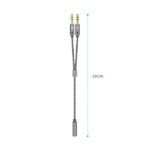 Aisens Cable Adaptador Audio JACK 3.5 4 Pines/H-2xJACK 3.5 3 Pines/M - 25cm - Color Gris - Imagen 2