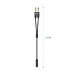Aisens Cable Adaptador Audio JACK 3.5 4 Pines/H-2xJACK 3.5 3 Pines/M - 25cm - Color Negro - Imagen 2
