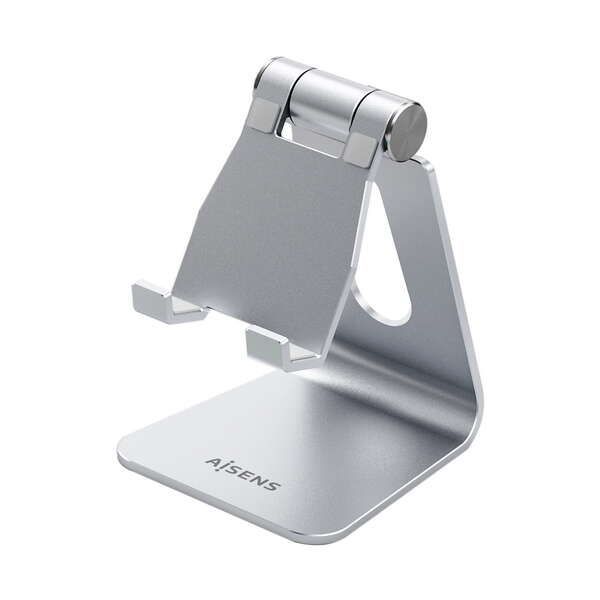 173466_1 Aisens Soporte de Sobremesa Tamaño M Ajustable (1 Pivote) para Movil / Tablet - Color Plata - Imagen 1