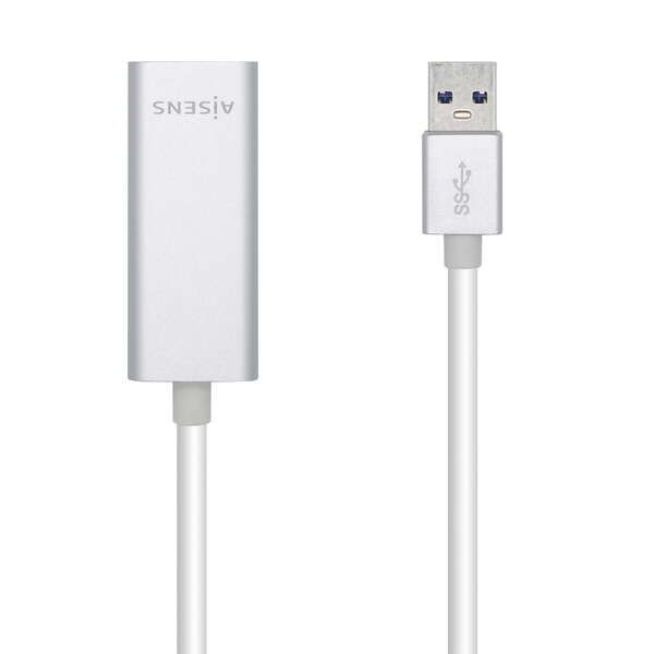 173676_1 Aisens Conversor USB 3.0 a Ethernet Gigabit 10/100/1000 Mbps - 15cm - Color Plata - Imagen 1