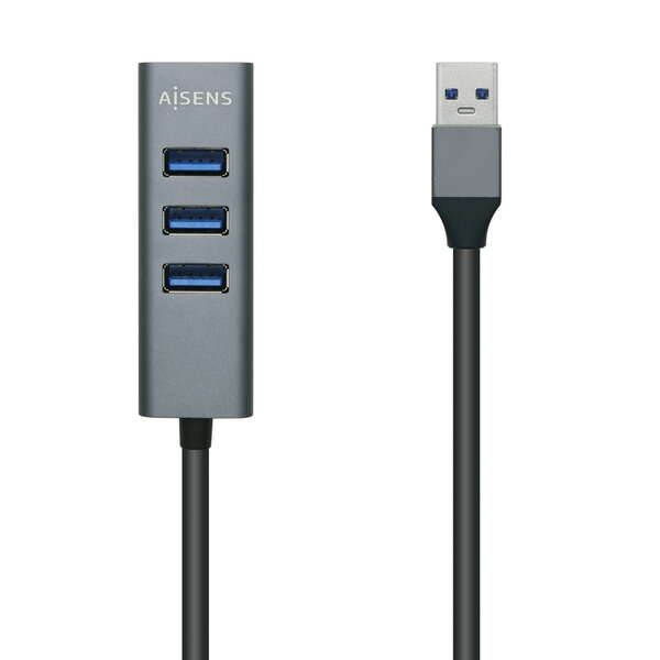 173681_1 Aisens Hub USB 3.0 Aluminio - Tipo A Macho a 4xTipo A Hembra - 10cm - Imagen 1
