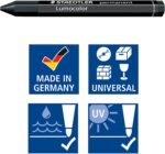 Staedtler Lumocolor Permanent Omnigraph 236 Cera Permanente Hexagonal - Resistente al Agua - Diametro 12mm Aprox - Color Negro - Imagen 3