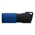Memoria USB 64GB - USB 3.2 Gen 1 - Capuchón Móvil - Enganche para Llavero - Color Negro/Azul (Pendrive)