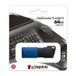 Memoria USB 64GB - USB 3.2 Gen 1 - Capuchón Móvil - Enganche para Llavero - Color Negro/Azul (Pendrive) - Imagen 3