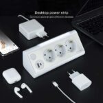Nanocable Regleta de Sobremesa con 3x Shuckos, 1x USB-C y 1x USB-A - Iluminacion LED con Interruptor - Cable de 1.50m - Imagen 2