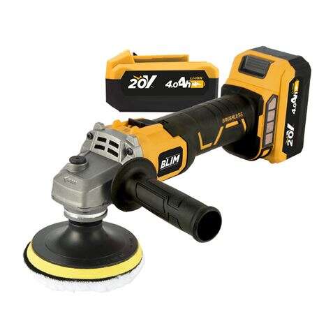 176861_1 Blim Radial a Bateria 115mm 20V 4Ah + Kit de Pulido - Motor sin Escobillas - Velocidad 1000/3000/4500/8500rpm - Agarre Ergonomico - Incluye 2 Baterias y Maletin de Transporte - Imagen 1