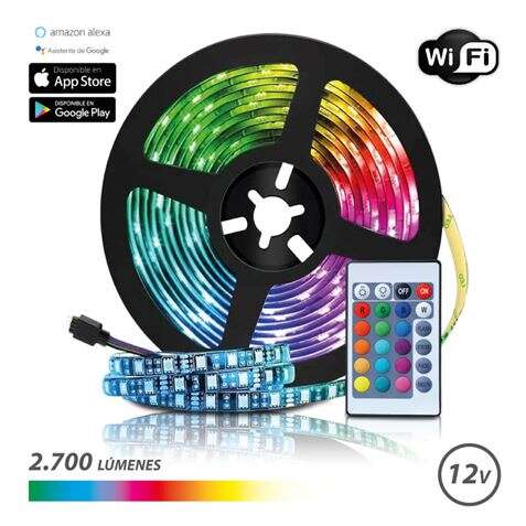 178981_1 Elbat Tira LED RGB WiFi 12V 2700lm - 30 Led por Metro - Control Remoto - Longitud 5m - Imagen 1