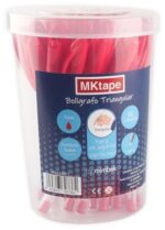 MKtape Pack de 36 Boligrafos Triangulares de Bola - Punta Redonda de 1.0mm - Escritura Suave - Color Rojo - Imagen 2
