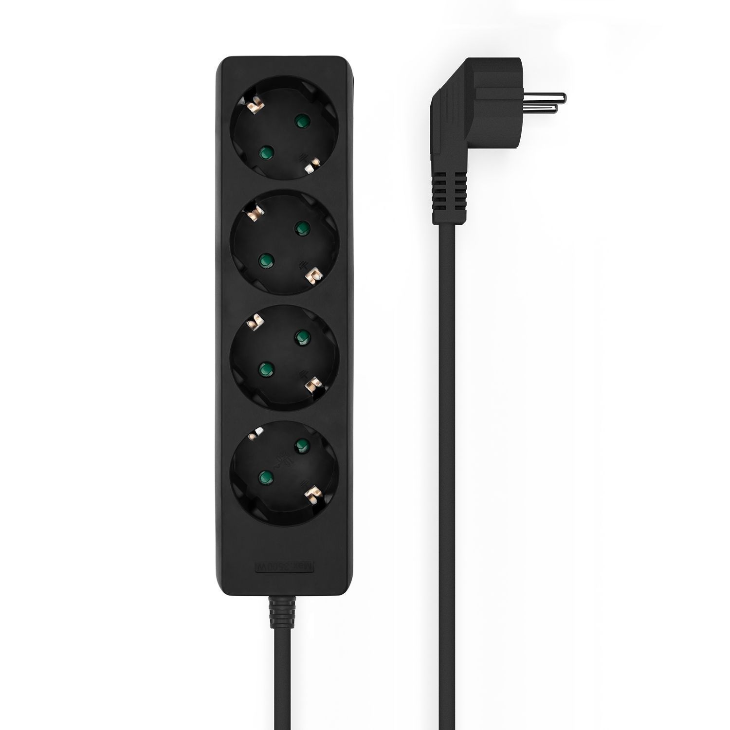 181741_1 Regleta Múltiple de 4 Tomas sin Interruptor con Cable 3×1.5mm2 - 1.4m - Color Negro - Imagen 1