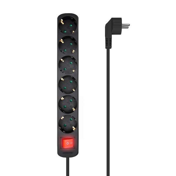 181751_1 Aisens Regleta Multiple de 6 Tomas con Interruptor con Cable 3×1.5mm2 - 1.4m - Color Negro - Imagen 1