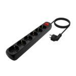Aisens Regleta Multiple de 6 Tomas con Interruptor con Cable 3×1.5mm2 - 1.4m - Color Negro - Imagen 2