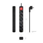 Aisens Regleta Multiple de 6 Tomas con Interruptor con Cable 3×1.5mm2 - 1.4m - Color Negro - Imagen 3