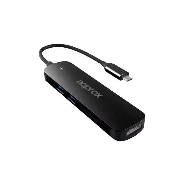 183261_1 Approx 5 en 1 Hub USB-C con 2 Puertos USB 3.0, 1 Puerto HDMI 4K/30Hz y Lector SD/MicroSD - Velocidad de hasta 5Gbps - Carcasa de Aluminio - Imagen 1