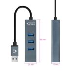 Nanocable Hub USB 3.0 4xUSB3.0. USB-A/M-USB 3.0/H - Aluminio - 10 cm - Color Gris - Imagen 2