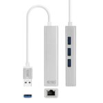 Nanocable Conversor USB 3.0 a Ethernet Gigabit + 3xUSB 3.0 - Aluminio - 15 cm - Color Plata - Imagen 2