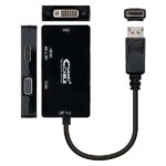 Nanocable Conversor Displayport a VGA / DVI / HDMI - 3 en 1 - DP 1.2/M-VGA/H-DVI/H-HDMI/H 4K - 15 cm - Color Negro - Imagen 2