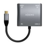 Aisens Conversor USB-C a 2xHDMI 4K SST MST/USB2.0/USB-C PD 60W - USB-C/M-2xHDMI/H-USB-A/H-USB-C/H - 15CM - Color Gris - Imagen 3