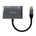 Aisens Conversor USB-C a VGA/HDMI 4K - USB-C/M-VGA/H-HDMI/H - 15CM - Color Gris - Imagen 2