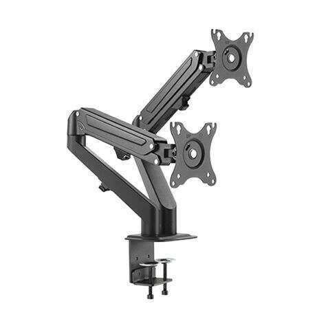189201_1 Cromad Soporte de Mesa con Piston de Gas para 2 Monitores de 17"-27" - Ajustable en Altura, Giratorio e Inclinable - Gestion de Cables - Peso por Brazo Max 6.5kg - VESA Max 100x100mm - Imagen 1