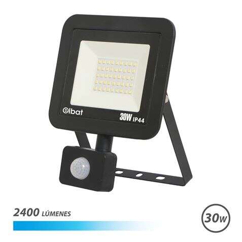 189256_1 Elbat Serie Slim Foco Led 30W con Sensor de Movimiento 2400lm - 6500K Luz Fria - IP44 - Imagen 1