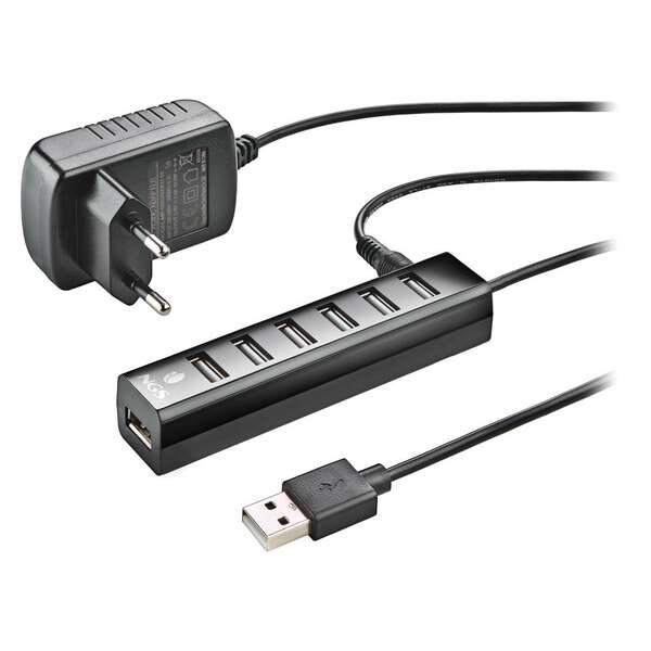 190816_1 NGS Ihub7 Tiny Hub USB 2.0 - 7 Puertos USB 2.0 - Adaptador de Corriente - Velocidad hasta 480Mbps - Imagen 1