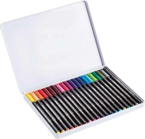 Edding 1200 Caja Metalica con 20 Rotuladores - Punta Redonda - Trazo 1mm - Tinta con Base de Agua - Colores Surtidos - Imagen 2