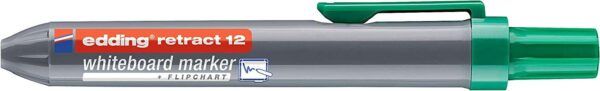 Edding Retract 12 Rotulador para Pizarra Blanca Retractil - Punta Redonda - Trazo entre 1.5 y 3mm - Recargable - Secado Rapido - Color Verde - Imagen 2