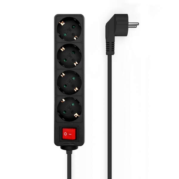 197866_1 Aisens Regleta de 4 Tomas Schuko con Cable de 1.4m - Interruptor On/Off - Proteccion Infantil - Color Negro - Imagen 1