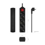 Aisens Regleta de 4 Tomas Schuko con Cable de 1.4m - Interruptor On/Off - Proteccion Infantil - Color Negro - Imagen 3