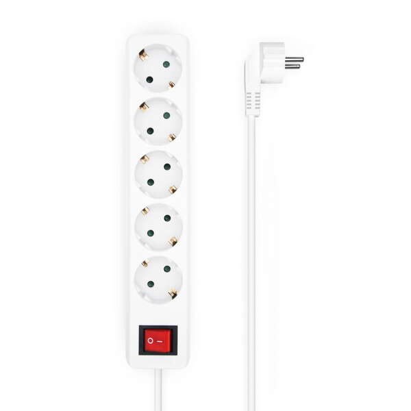 197871_1 Aisens Regleta de 5 Tomas Schuko con Cable de 1.4m - Interruptor On/Off - Proteccion Infantil - Color Blanco - Imagen 1