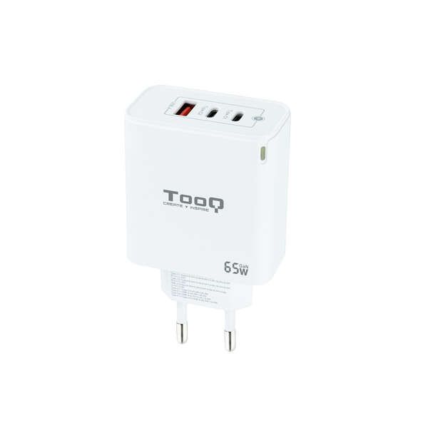 198146_1 Tooq Cargador de Pared GaN 2 USB-C/PD + USB-A/QC 65W - Color Blanco - Imagen 1