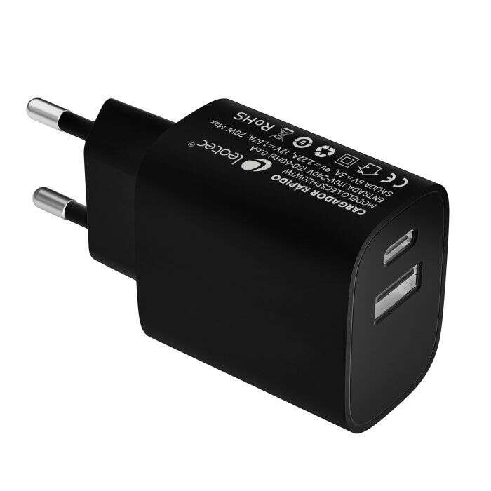 198426_1 Leotec Cargador Universal Carga Rapida 1xUSB-C PD + 1x USB-A 20W - Imagen 1
