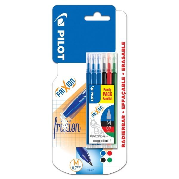 198516_1 Pilot Pack de 6 Recambios para Frixion Ball y Frixion Clicker - Punta de Bola Redonda 0.7mm - Trazo 0.4mm - Colores: 3x Azul, 1x Negro, 1x Rojo y 1x Verde - Imagen 1