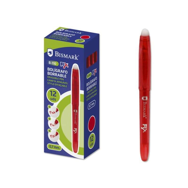 199046_1 Bismark Fix Boligrafo Borrable - Punta Fina 0.7mm - Con Capuchon - Color Rojo - Imagen 1