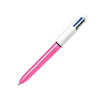 201721_2 Bic 4 Colours Shine Boligrafo de Bola Retractil - Punta de 1mm - Trazo de 0.4mm - Tinta con Base de Aceite - Cuerpo Rosa Metalizado/Blanco - 4 Colores - Imagen 1