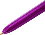 Bic 4 Colours Shine Boligrafo de Bola Retractil - Punta de 1mm - Trazo de 0.4mm - Tinta con Base de Aceite - Cuerpo Morado Metalizado/Blanco - 4 Colores - Imagen 2