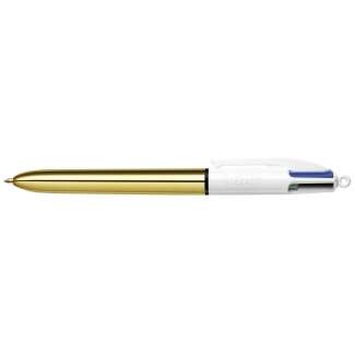 201736_2 Bic 4 Colours Shine Boligrafo de Bola Retractil - Punta de 1mm - Trazo de 0.4mm - Tinta con Base de Aceite - Cuerpo Oro/Blanco - 4 Colores - Imagen 1