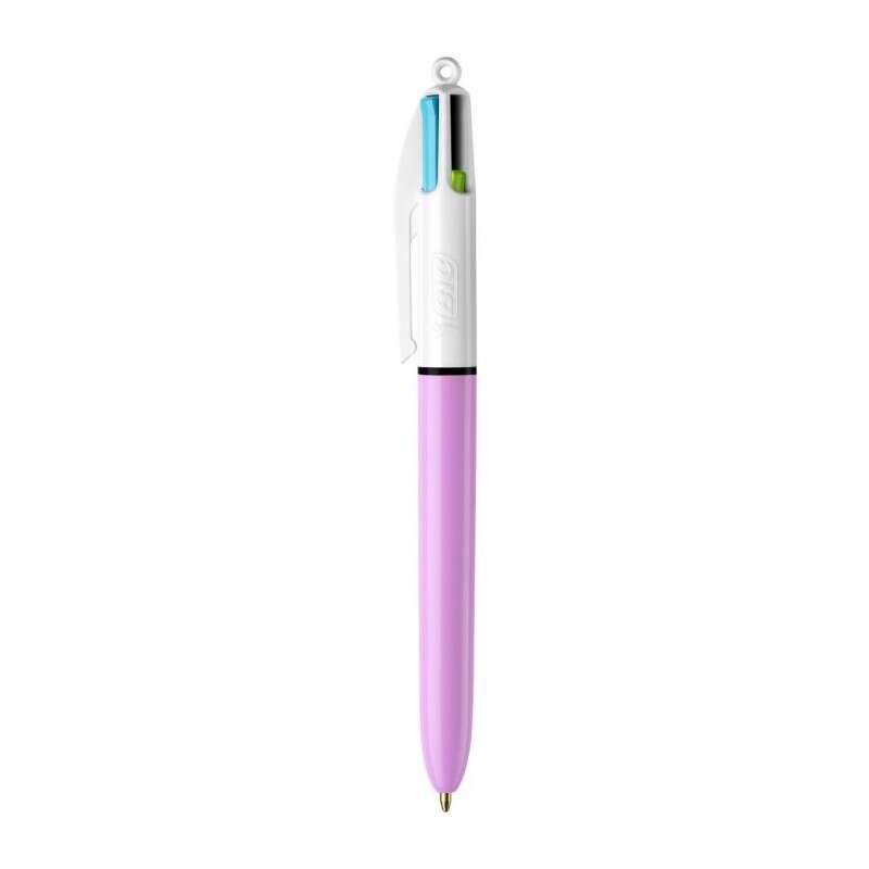 201741_2 Bic 4 Colours Fun Boligrafo de Bola Retractil - Punta Media de 1.0mm - Tinta con Base de Aceite - Tinta de Colores: Rosa, Morado, Turquesa y Verde Lima - Cuerpo Lila/Blanco - Imagen 1