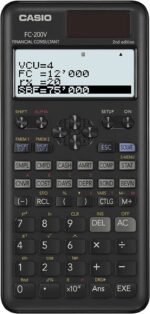 Casio FC200V Calculadora Financiera - Pantalla de 4 Lineas - Visualizacion de Varios Parametros al mismo Tiempo - Teclas de Acceso Directo Personalizables - Alimentacion con Pilas y Solar