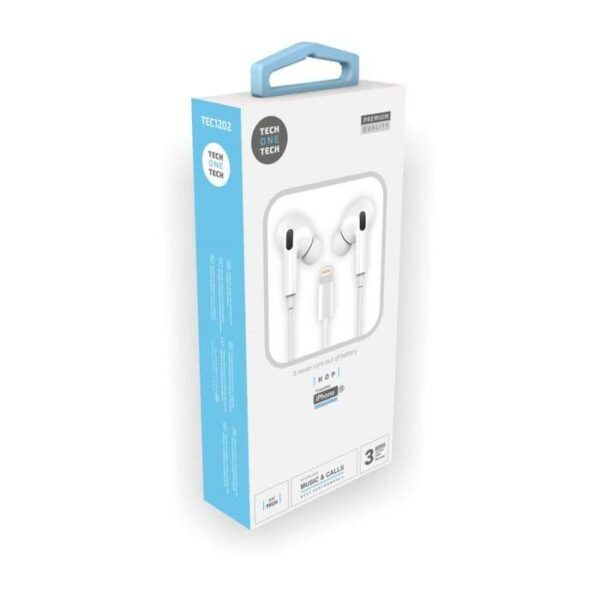TechOneTech ear Tech Hop Auriculares Intraurales Inner Lightning - Microfono Integrado - Asistente Voz - Cable de 1.20m - Imagen 2