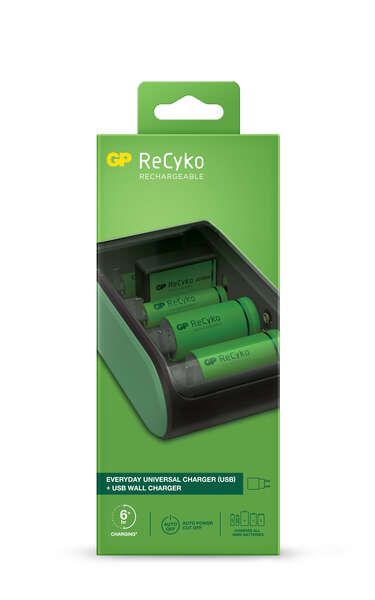203796_1 GP ReCyko Cargador USB Universal - Carga Pilas: AA, AAA, C, D y 9V - Imagen 1