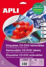 Apli Etiquetas CD/DVD Removibles Tamaño Mega Mate 25 Hojas I/L/C - Imagen 2