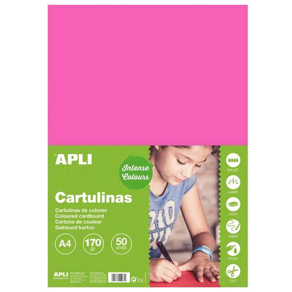 206706_1 Apli Cartulina Fucsia A4 170g 50 Hojas - Imagen 1