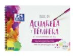 Oxford Bloc de Acuarela y Tempera Escolar Espiral Formato A4+ Liso - 10 Hojas Microperforadas 300gr Color natural - Papel de Doble Cara: Grano Grueso y Grano Fino